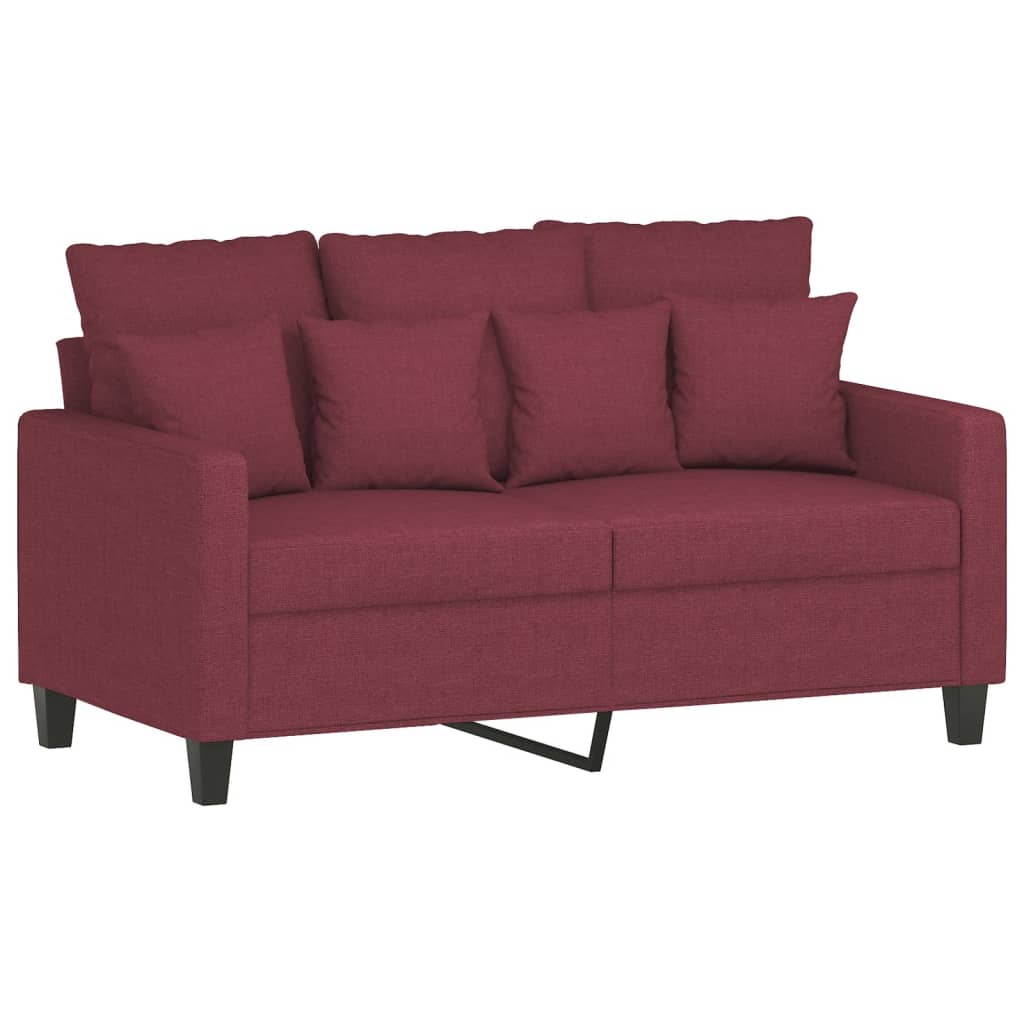 2 pcs sofa set with cushions red dyed fabric