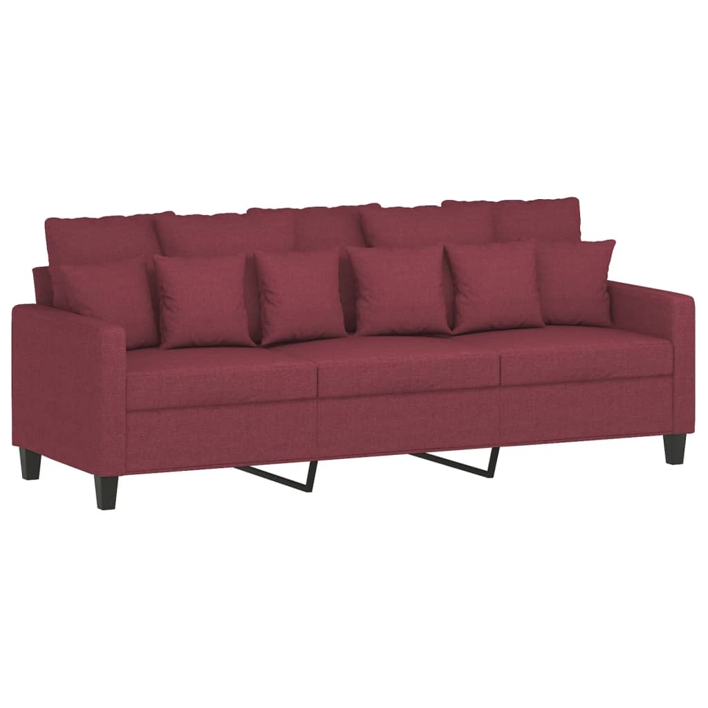 2 pcs sofa set with cushions red dyed fabric