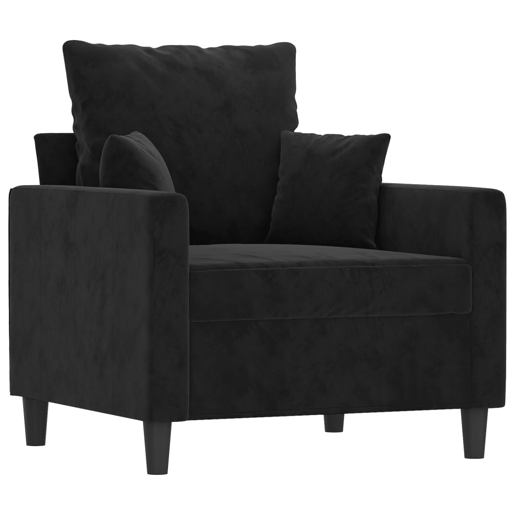 3 pcs sofa set with black velvet cushions