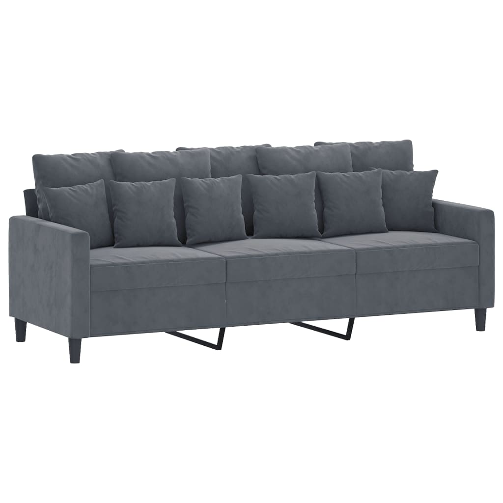 4 pcs conjunto de sofás com almofadões veludo cinzento-escuro