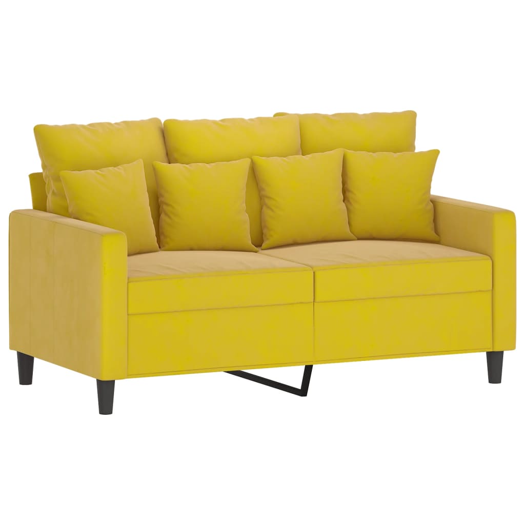 4 pcs conjunto de sofás com almofadões veludo amarelo