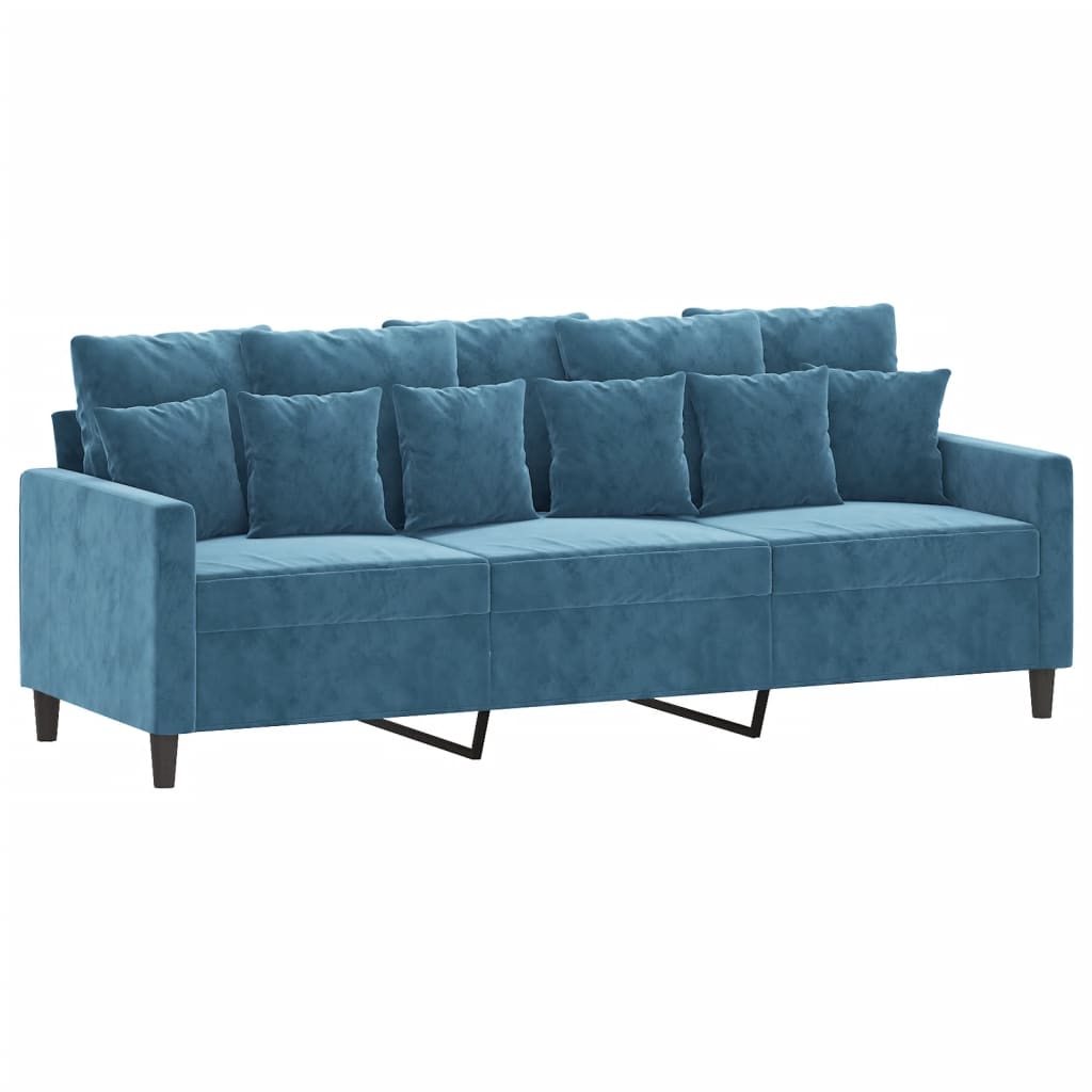 4 pcs conjunto de sofás com almofadões veludo azul