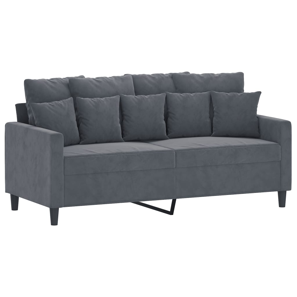 2 pcs conjunto de sofás com almofadões veludo cinzento-escuro