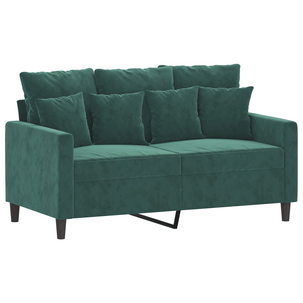 2 pcs conjunto de sofás com almofadões veludo verde-escuro