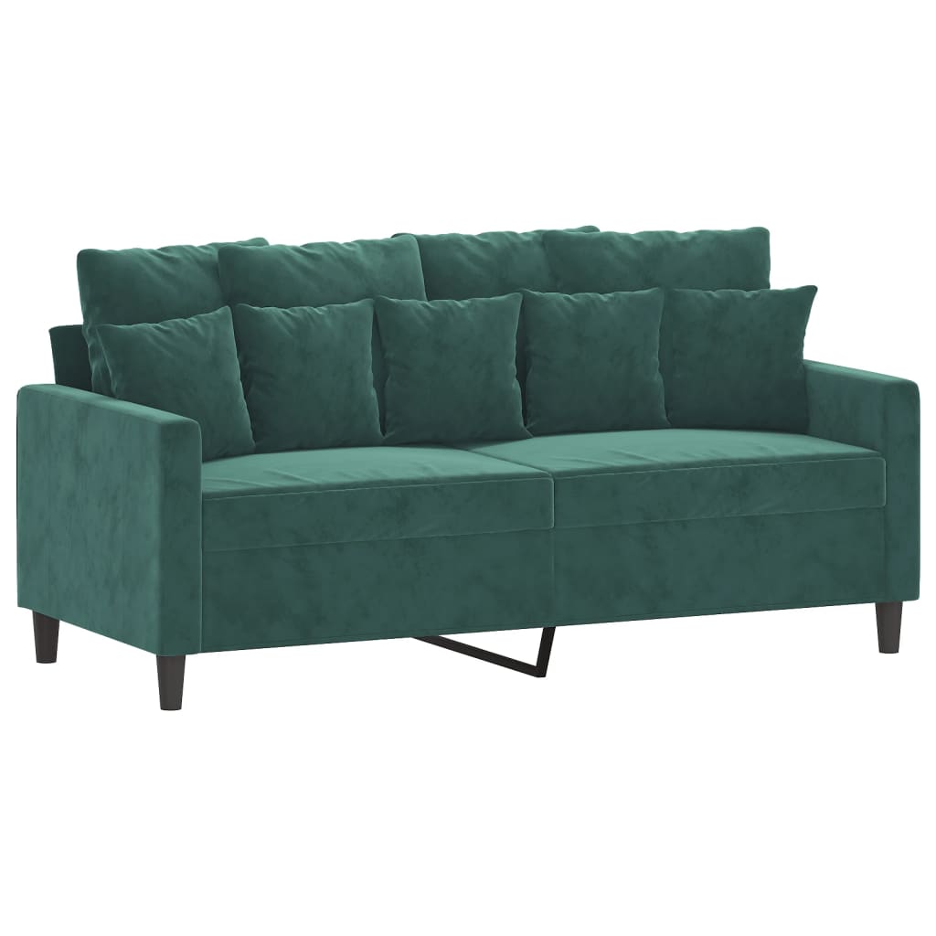 2 pcs conjunto de sofás com almofadões veludo verde-escuro
