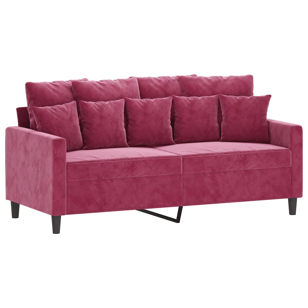 2 pcs sofa set with red velvet cushions