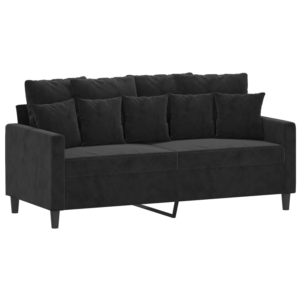 2 pcs sofa set with black velvet cushions