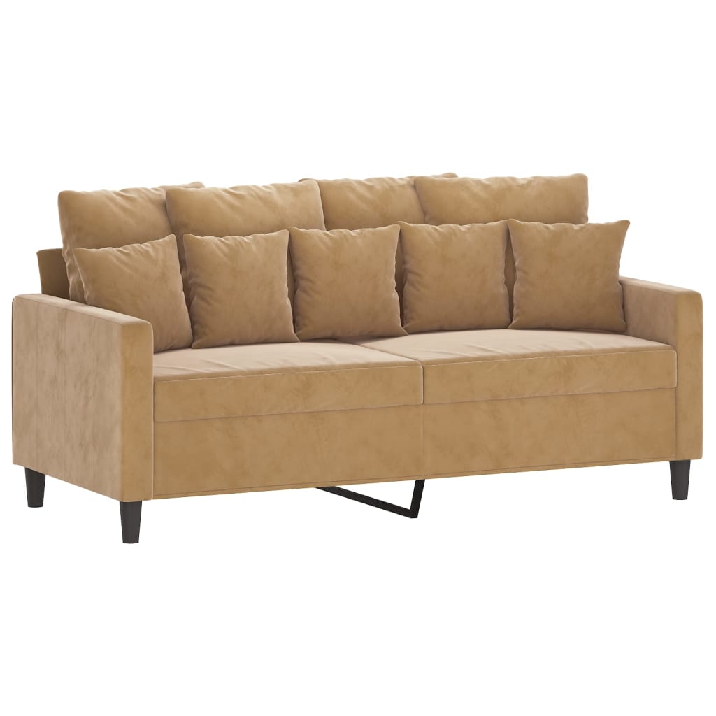 2 pcs sofa set with brown velvet cushions