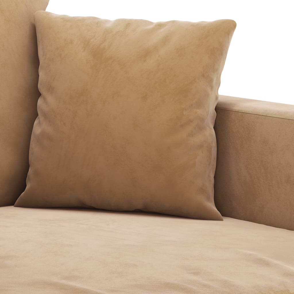 2 pcs sofa set with brown velvet cushions