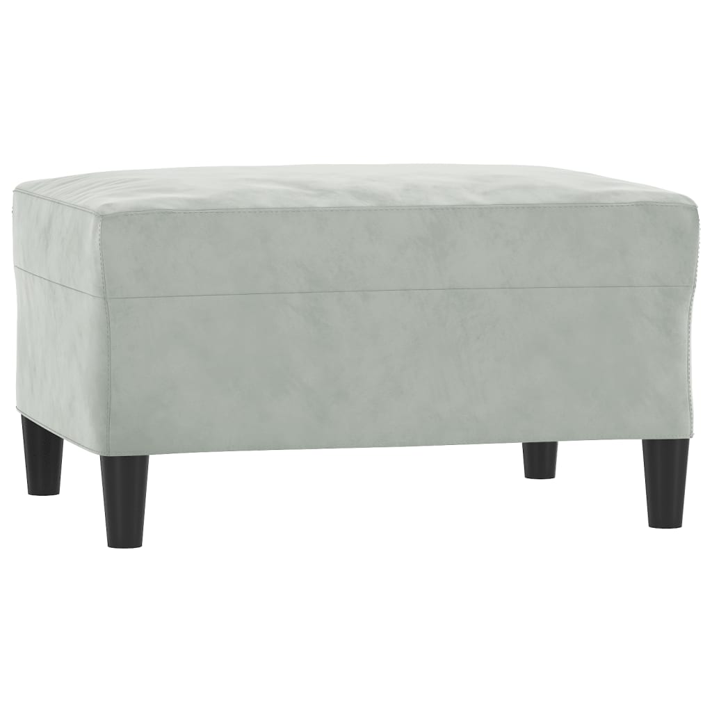 3 pcs conjunto de sofás com almofadões veludo cinzento-claro