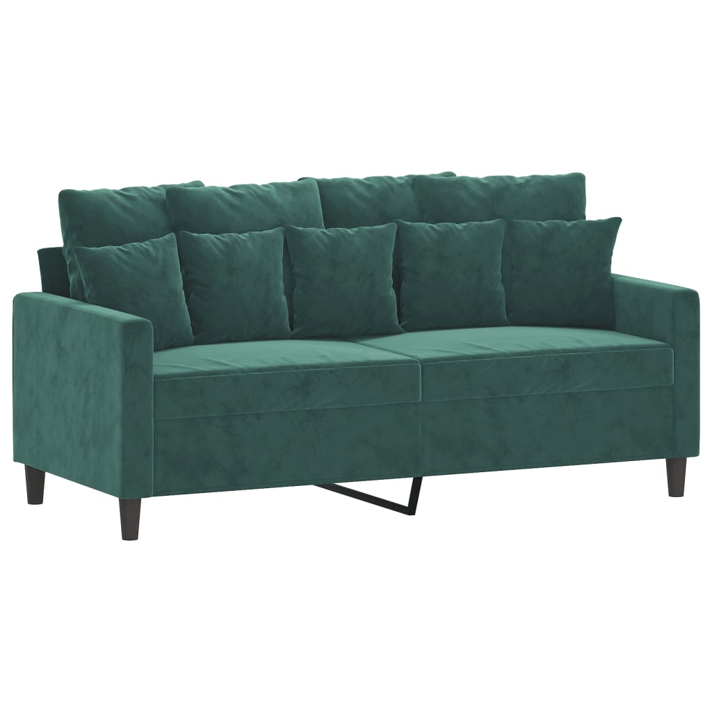 3 pcs conjunto de sofás com almofadões veludo verde-escuro