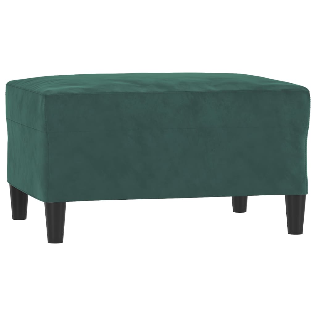 3 pcs conjunto de sofás com almofadões veludo verde-escuro