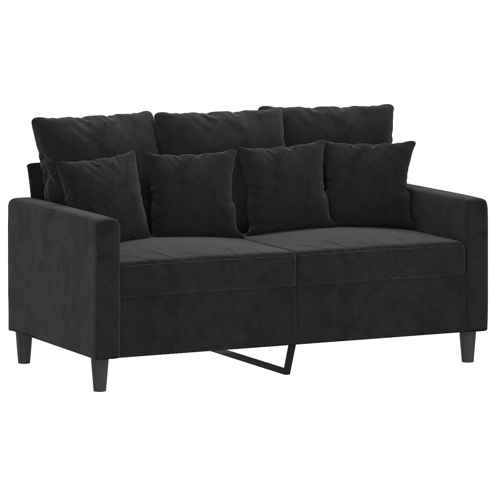 2 pcs conjunto de sofás com almofadões veludo preto
