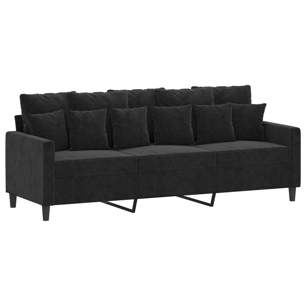 2 pcs conjunto de sofás com almofadões veludo preto