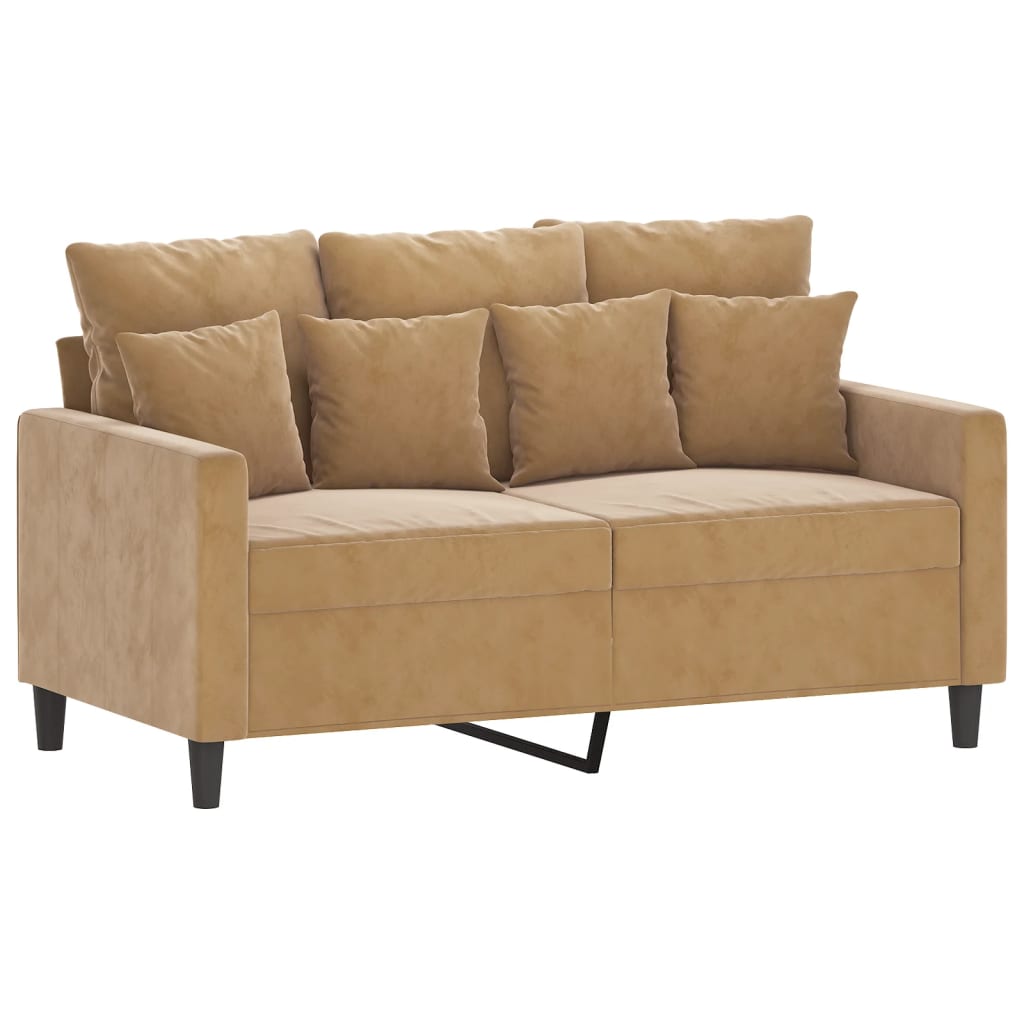 2 pcs sofa set with brown velvet cushions