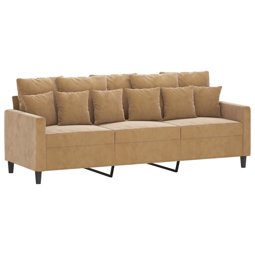 2 pcs sofa set with brown velvet cushions