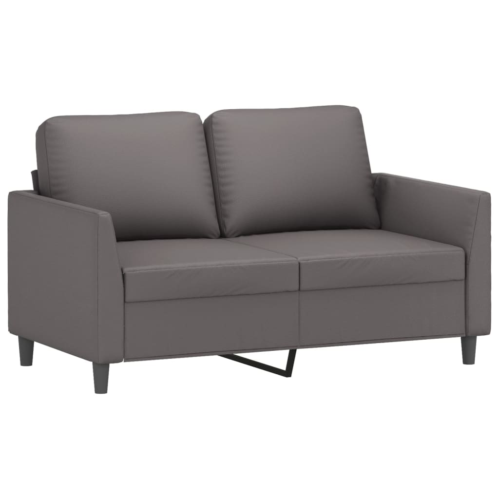 3 pcs conjunto de sofás c/ almofadões couro artificial cinzento