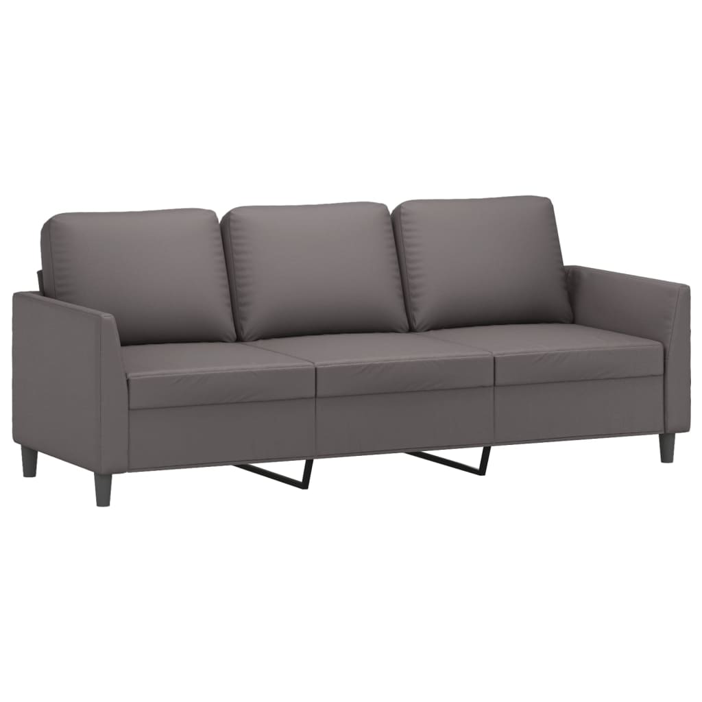 3 pcs conjunto de sofás c/ almofadões couro artificial cinzento