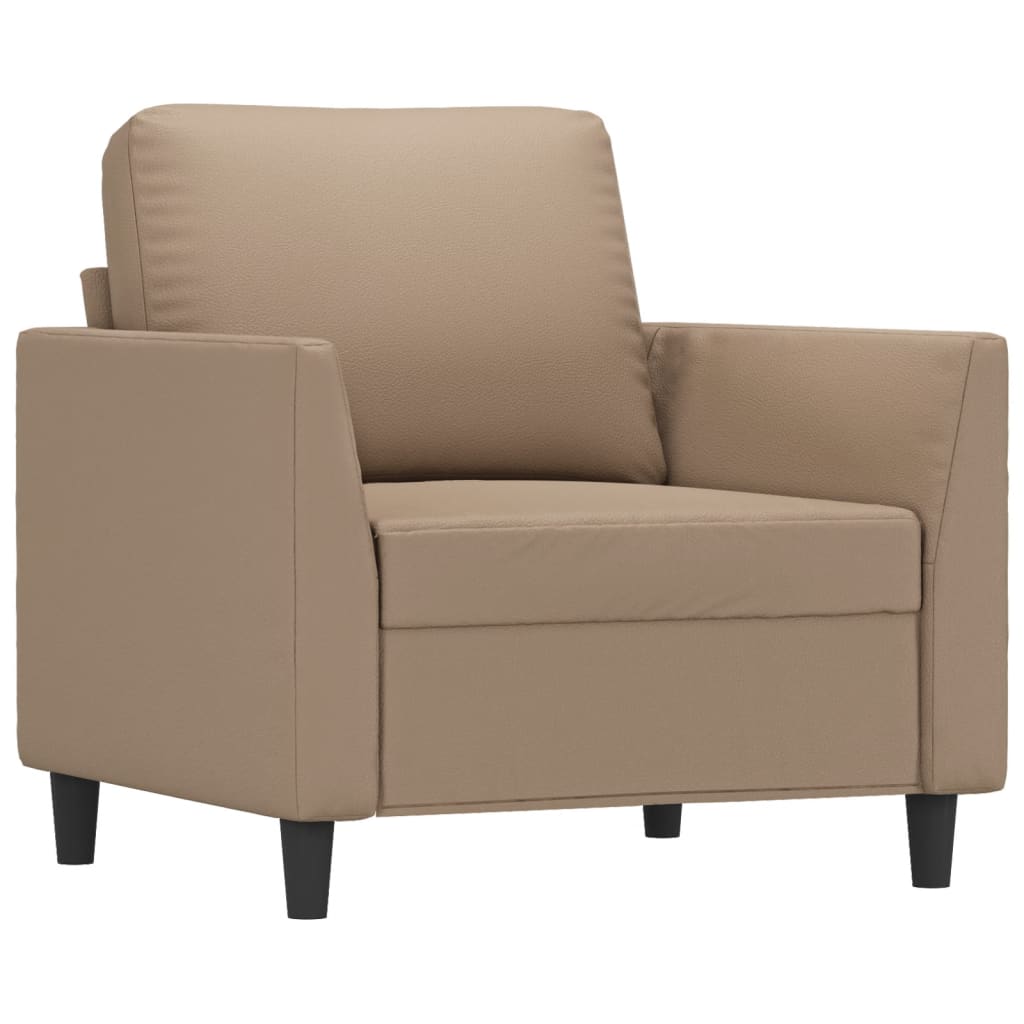 3 pcs sofa set with cushions faux leather cappuccino