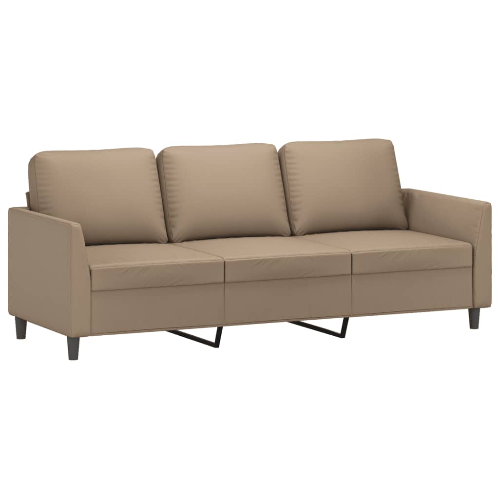 3 pcs sofa set with cushions faux leather cappuccino