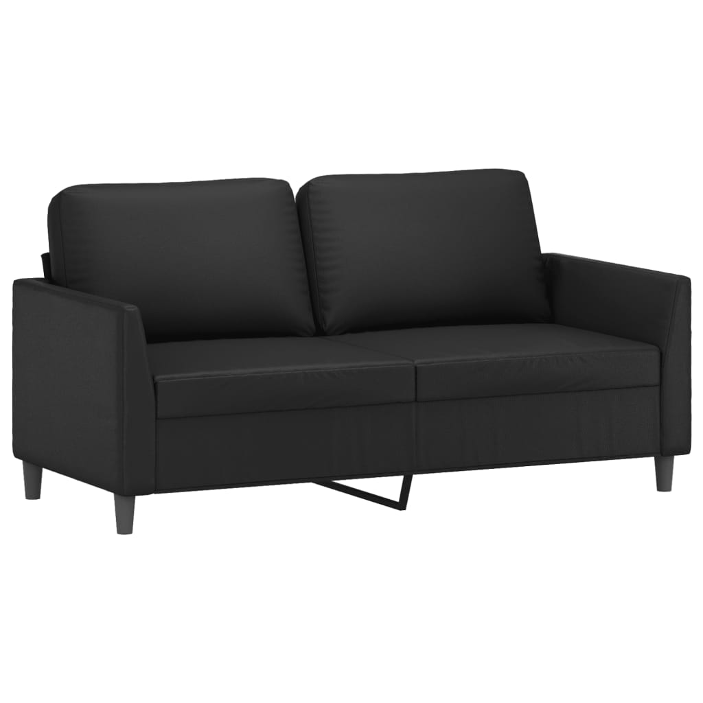 2 pcs conjunto de sofás com almofadões couro artificial preto