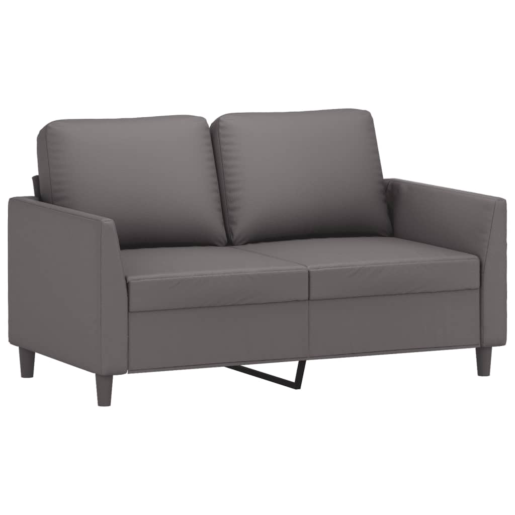 2 pcs sofa set with cushions grey faux leather