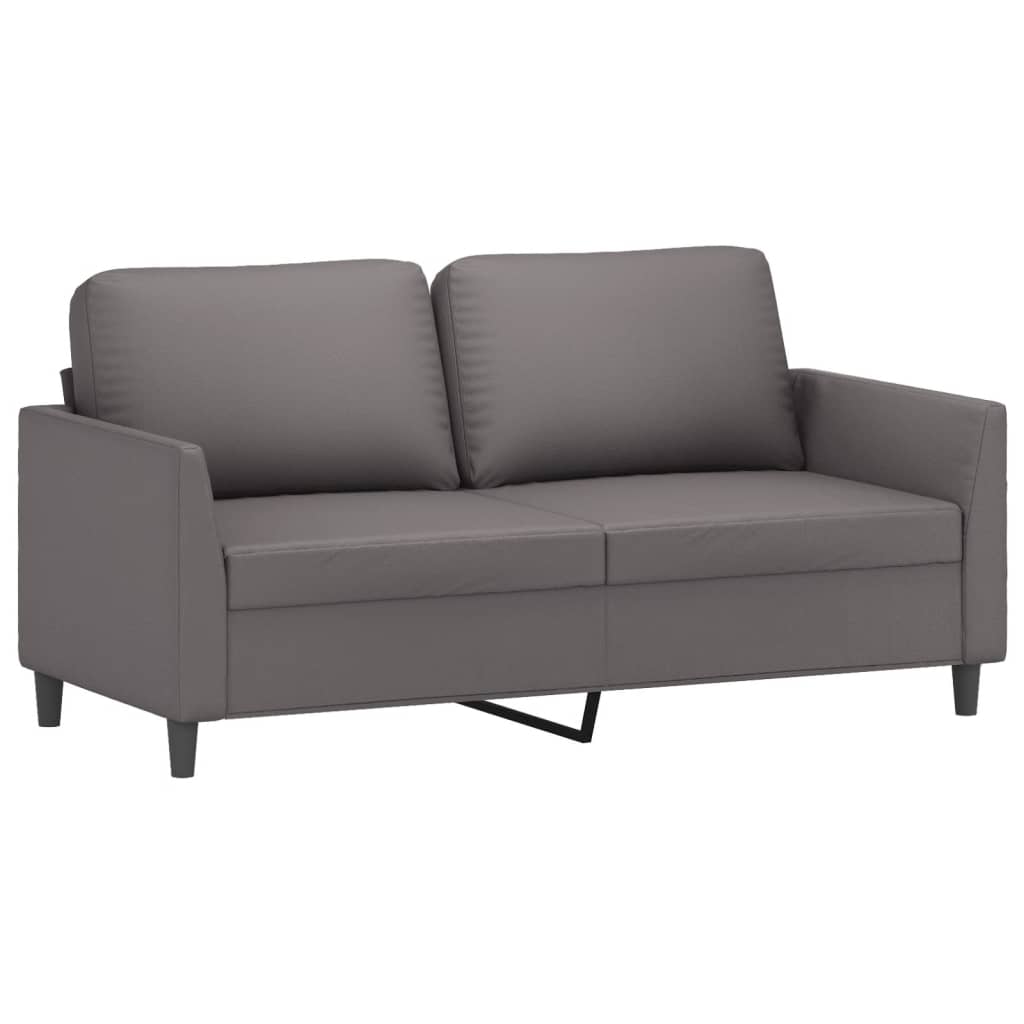 2 pcs sofa set with cushions grey faux leather