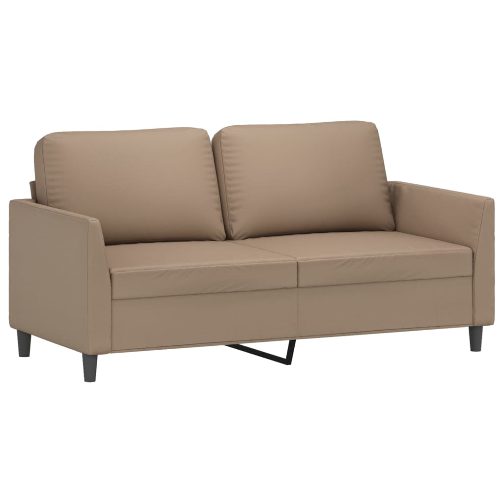 2 pcs conjunto sofás c/ almofadões couro artif. cor cappuccino