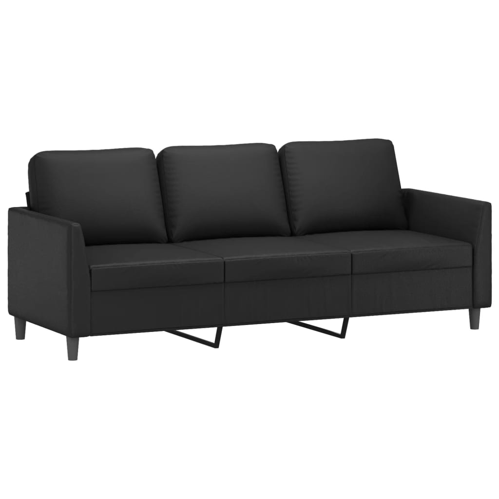2 pcs conjunto de sofás com almofadões couro artificial preto