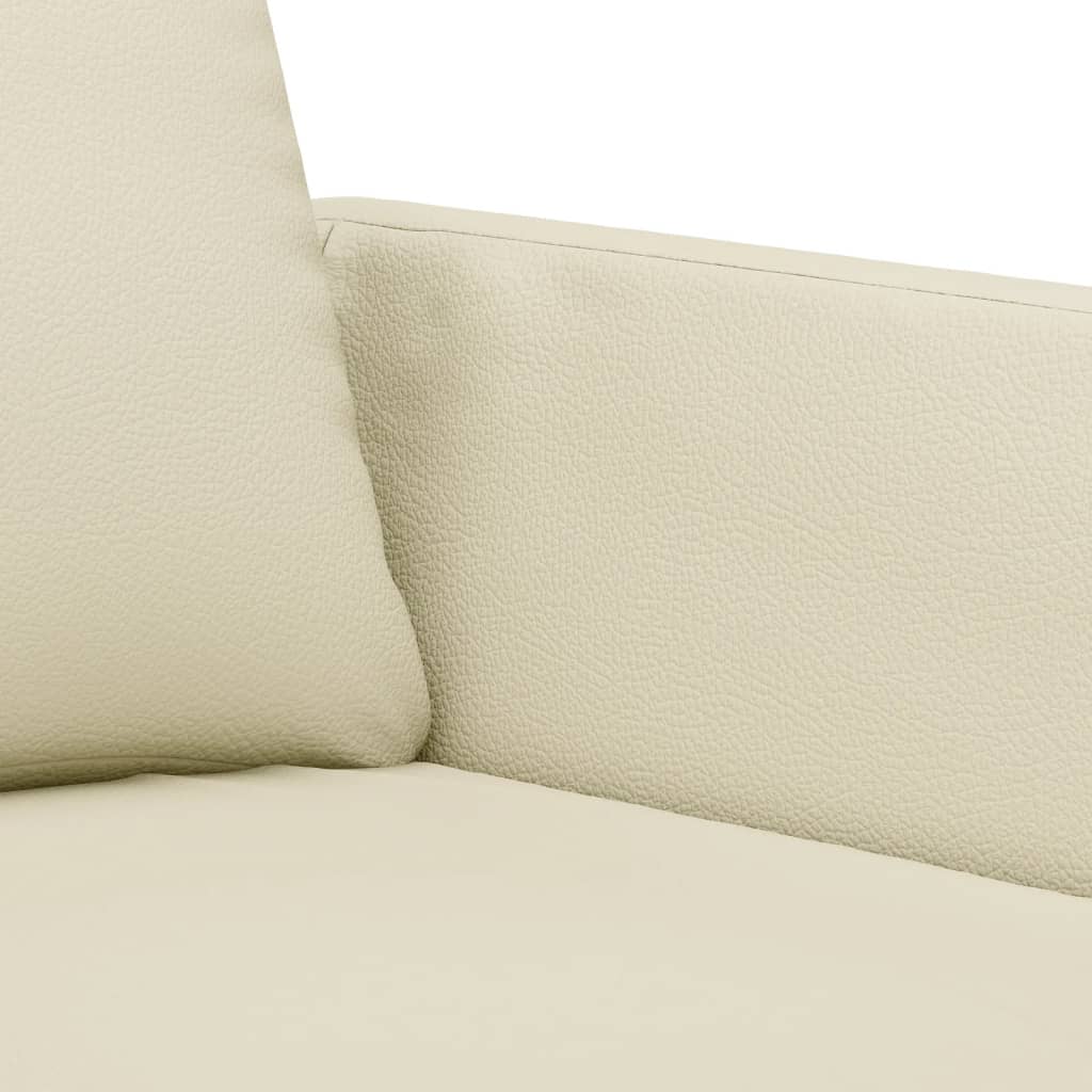 2 pcs sofa set with cushions cream colored artificial leather