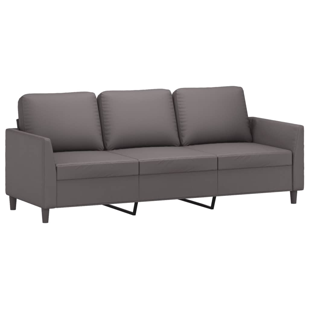 2 pcs conjunto de sofás c/ almofadões couro artificial cinzento