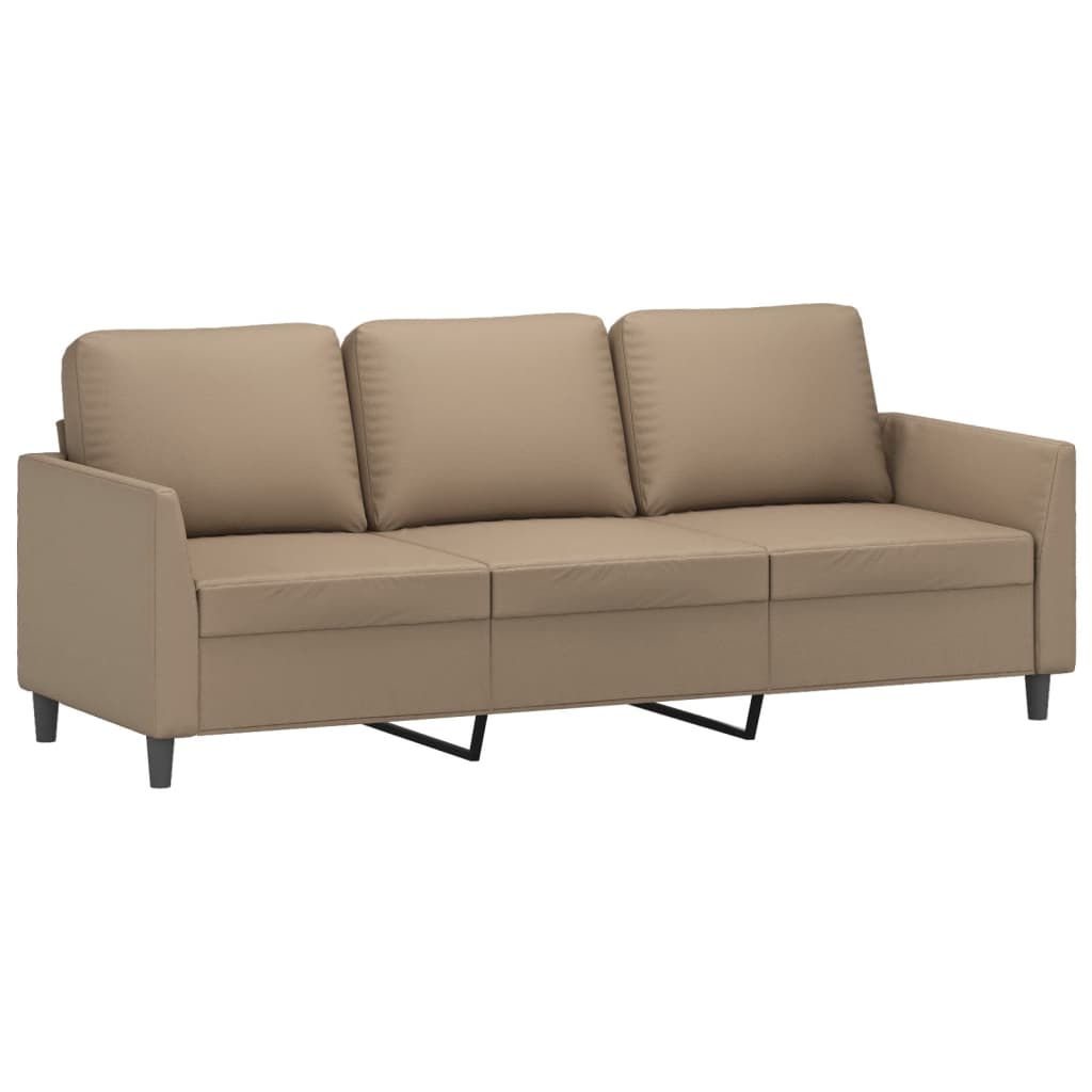 2 pcs conjunto sofás c/ almofadões couro artif. cor cappuccino