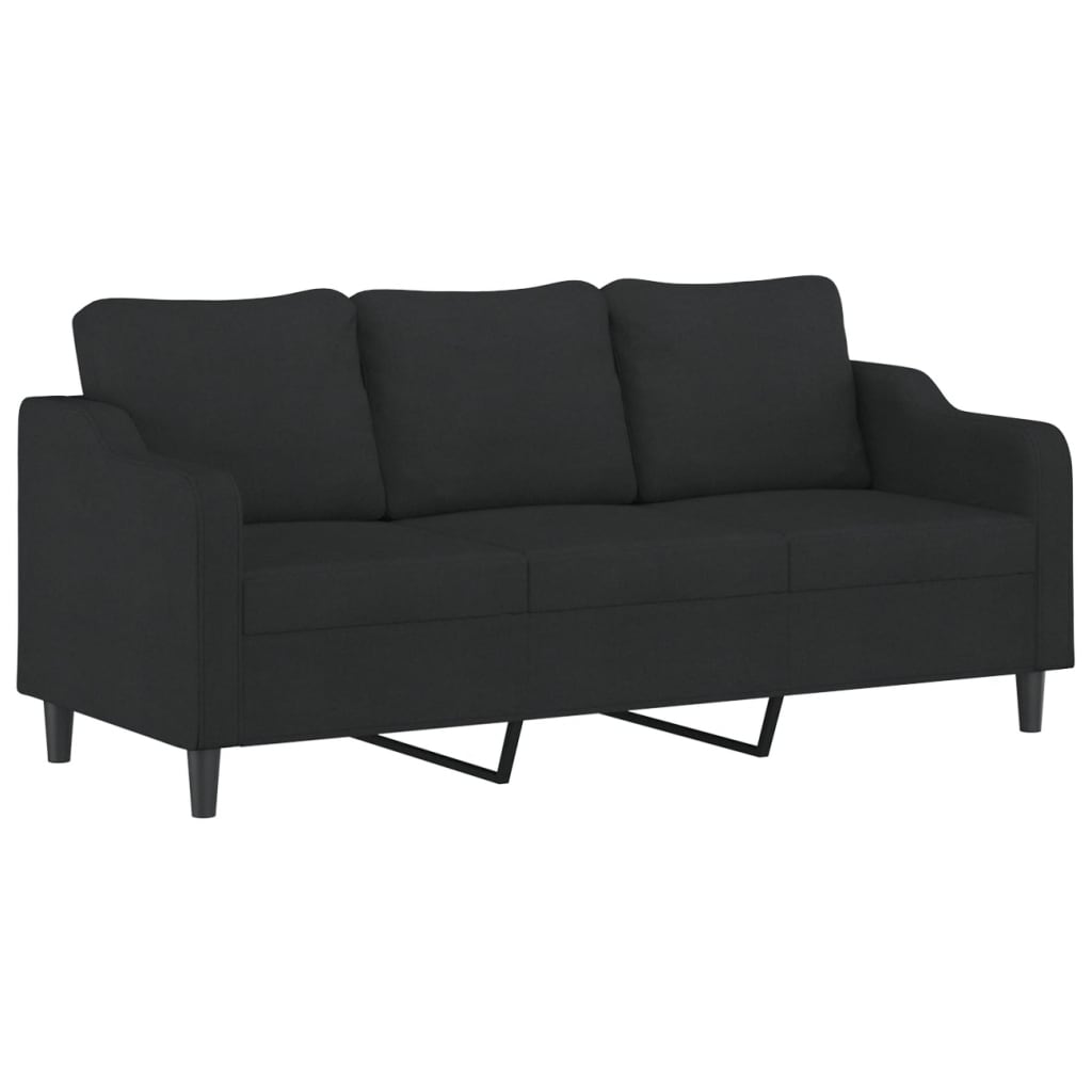 3 pcs conjunto de sofás com almofadões tecido preto