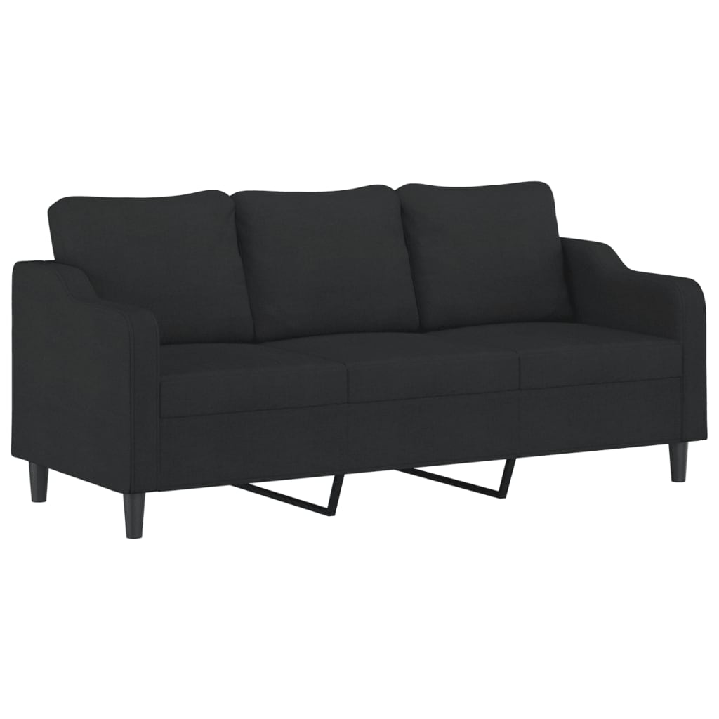 4 pcs conjunto de sofás com almofadões tecido preto