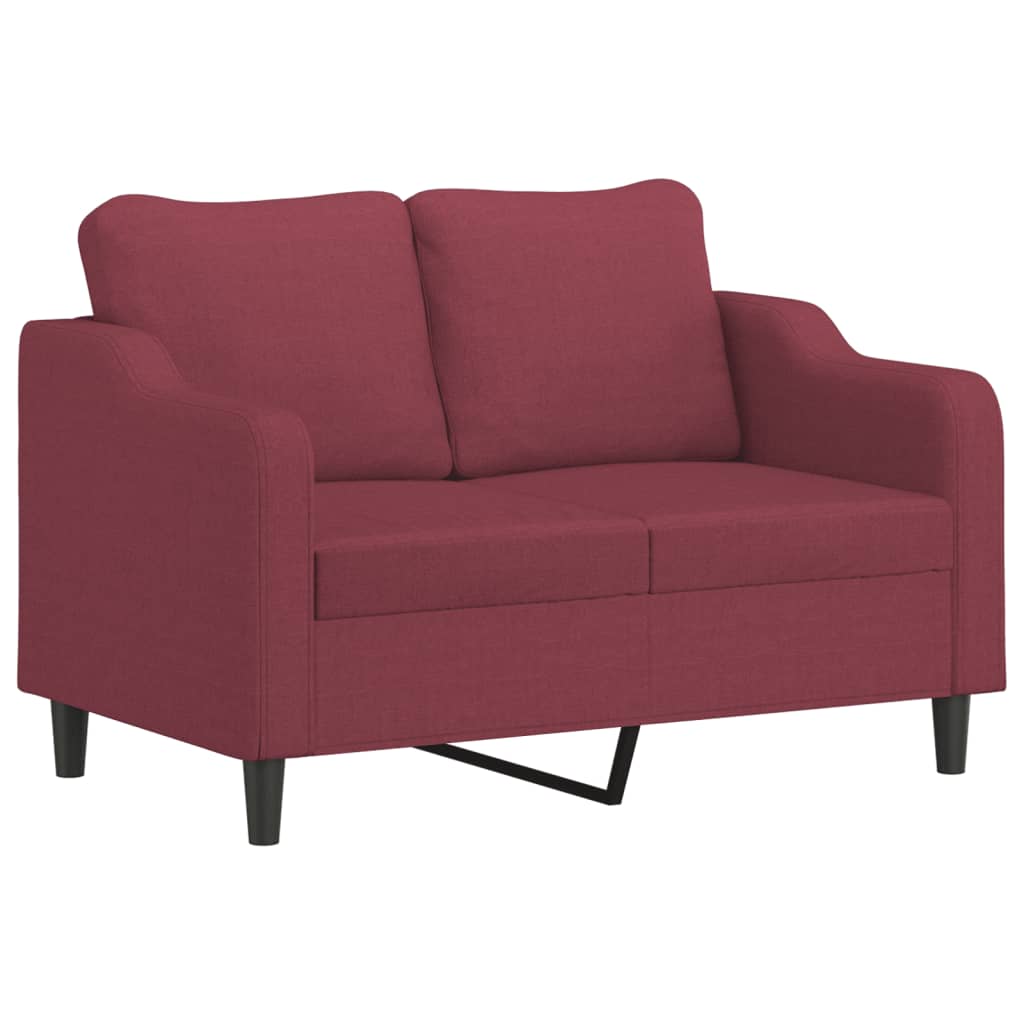 3 pcs conjunto de sofás com almofadas tecido vermelho-tinto