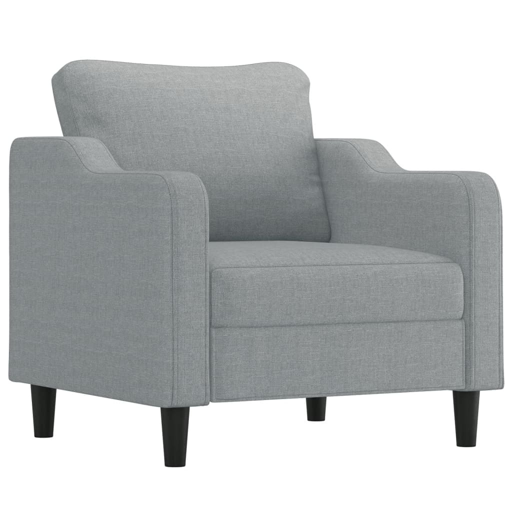 4 pcs conjunto de sofás com almofadas tecido cinzento-claro