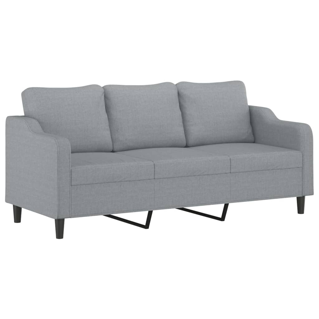 4 pcs conjunto de sofás com almofadas tecido cinzento-claro
