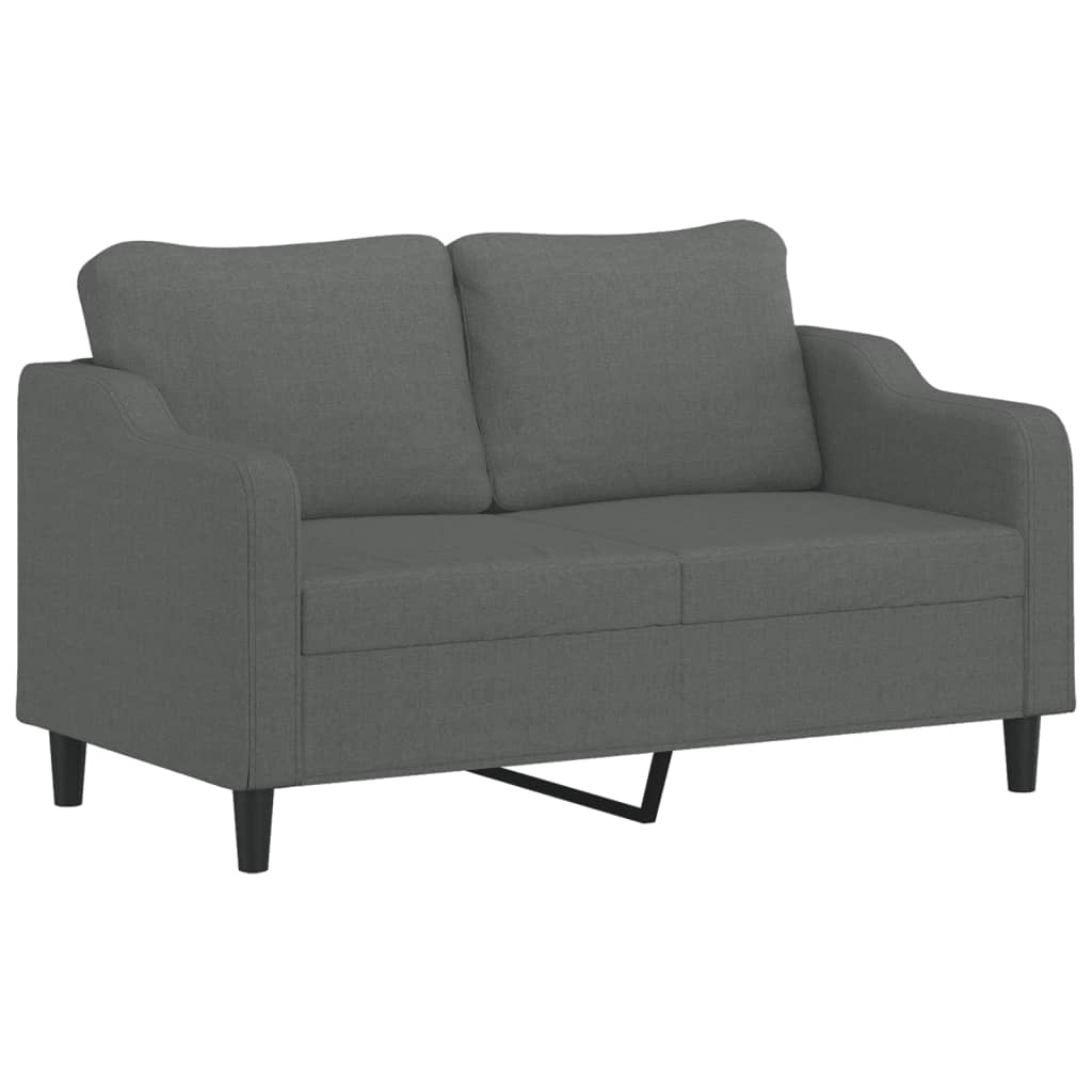 2 pcs sofa set with cushions dark grey fabric