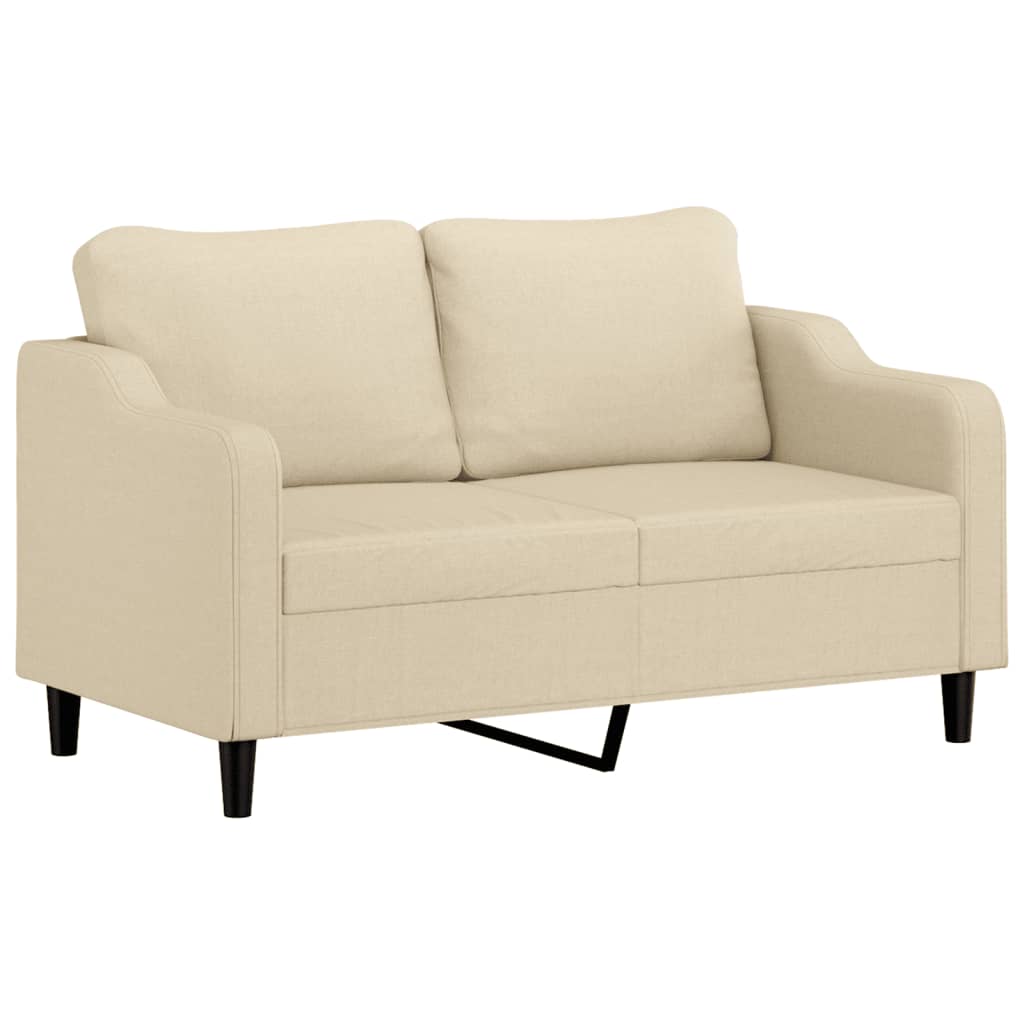 2 pcs sofa set with cushions cream color fabric
