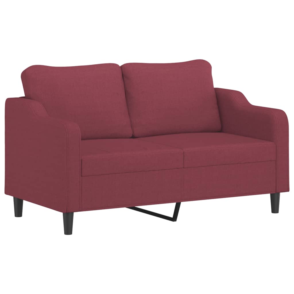 2 pcs sofa set with cushions red dyed fabric
