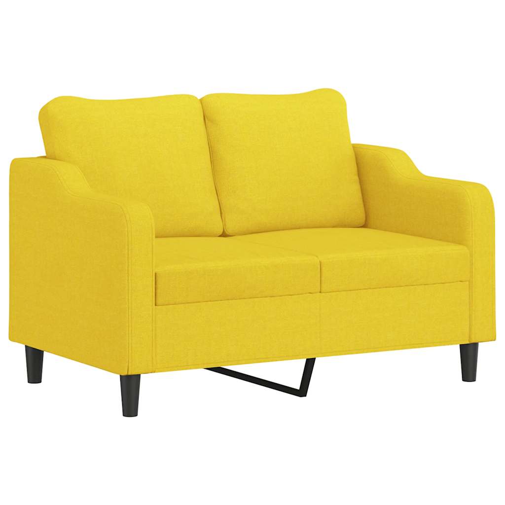 2 pcs conjunto de sofás com almofadas tecido amarelo-claro