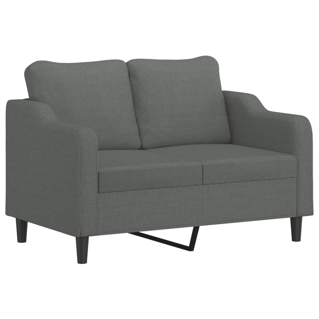 2 pcs sofa set with cushions dark grey fabric