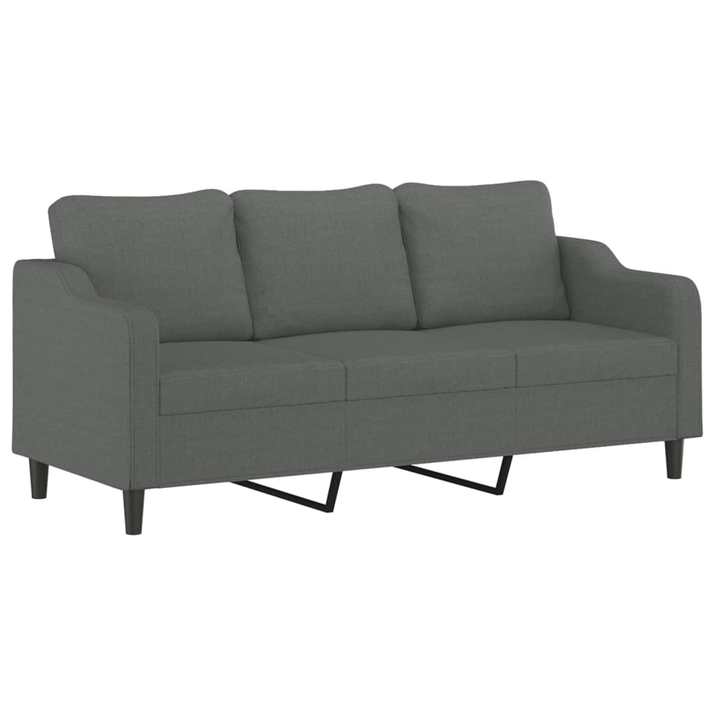 2 pcs sofa set with cushions dark grey fabric