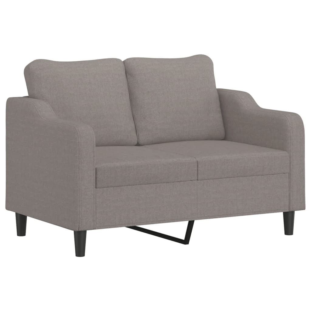 2 pcs conjunto de sofás com almofadões tecido cinza-acastanhado