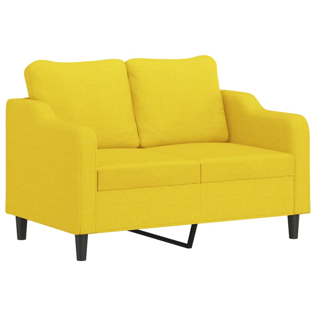 3 pcs conjunto de sofás com almofadões tecido amarelo-claro