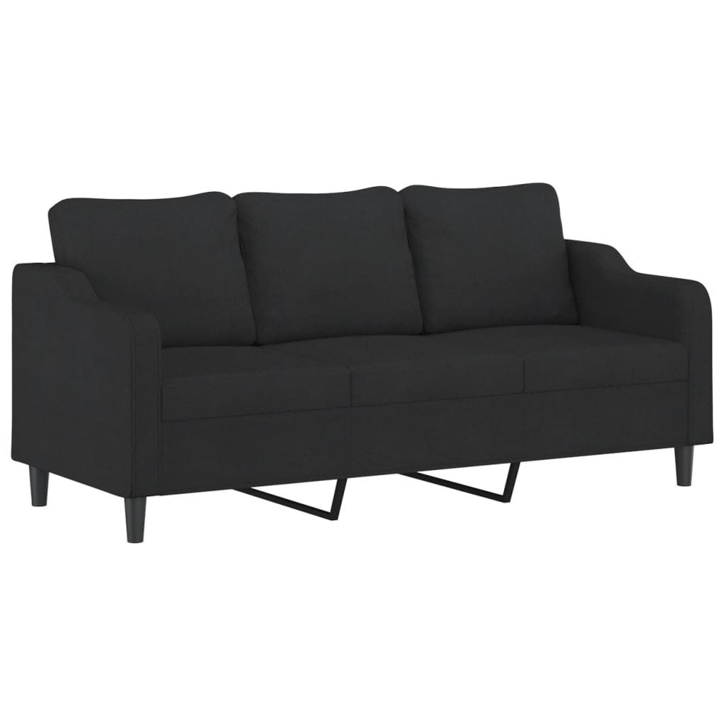 2 pcs conjunto de sofás com almofadas tecido preto