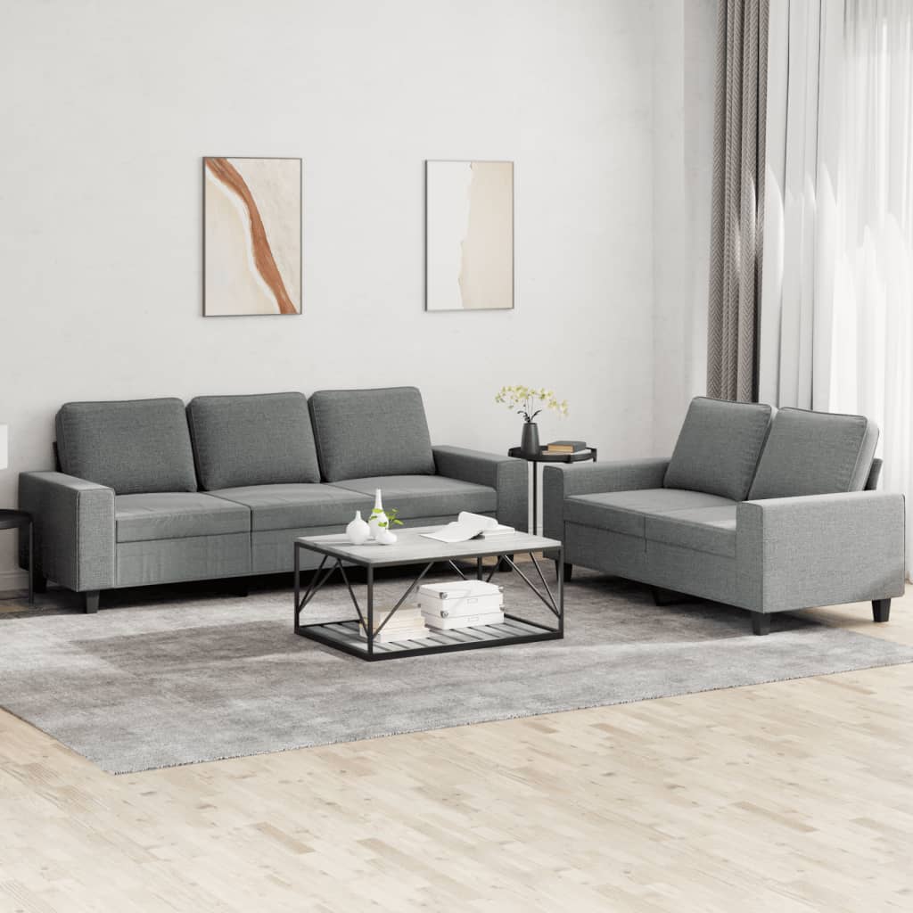 2 pcs dark grey fabric sofa set