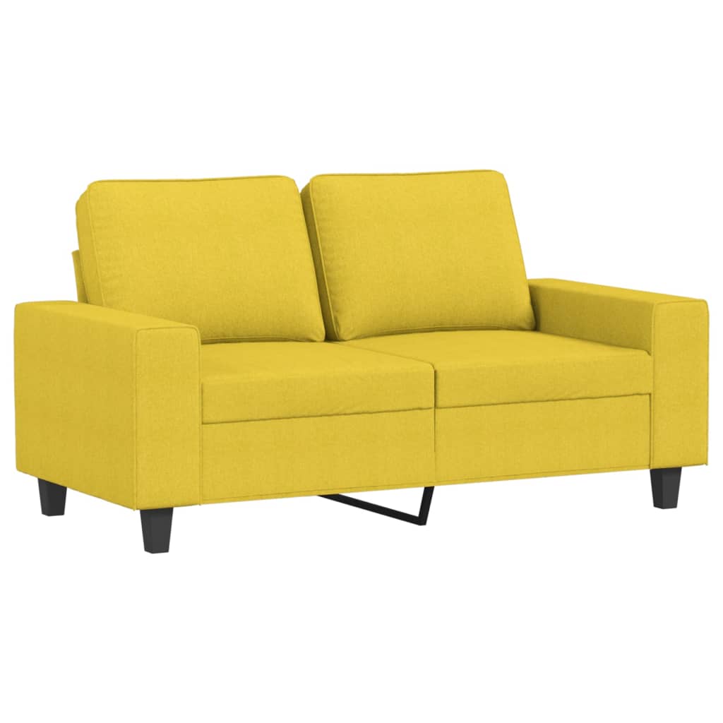 2 pcs conjunto de sofás tecido amarelo-claro