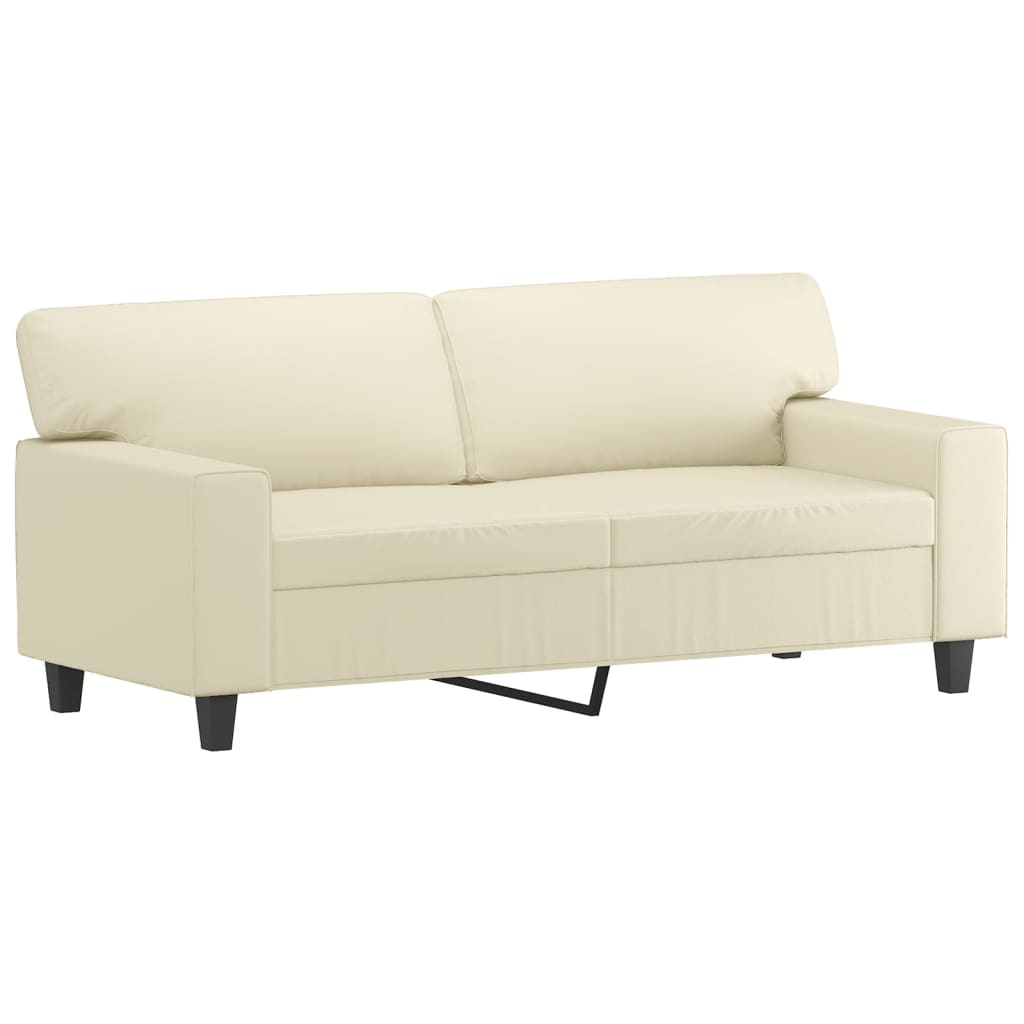 3 pcs conjunto de sofás couro artificial cor creme