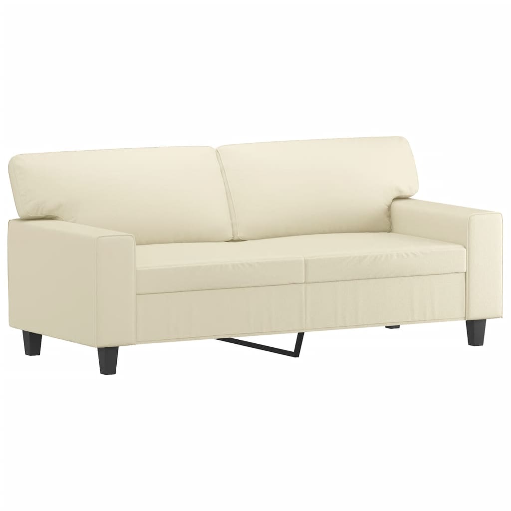 2 pcs conjunto de sofás com almofadas couro artificial creme